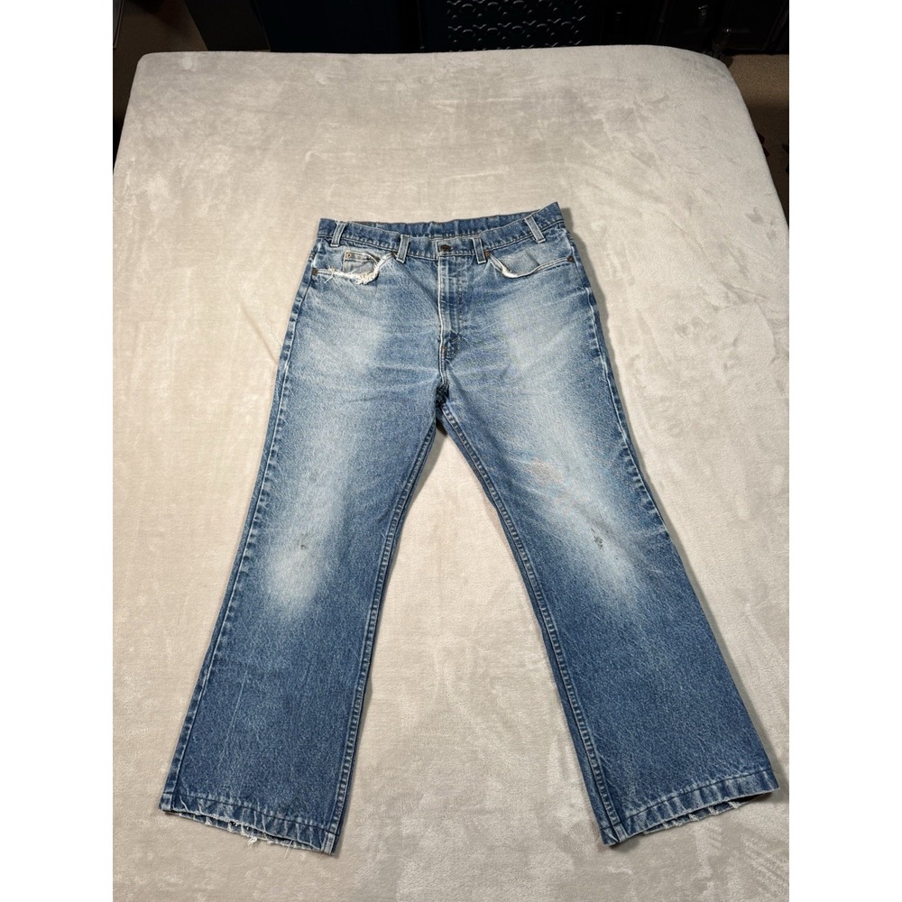 Vintage 80s Levis 517 Orange Tab Jeans Size 33x28 Faded Distressed MADE IN USA